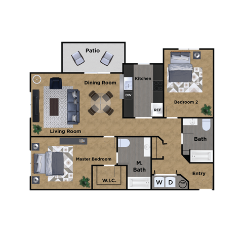 Pioneer Meadows Two Bedroom Two Bathroom B Floor Plan